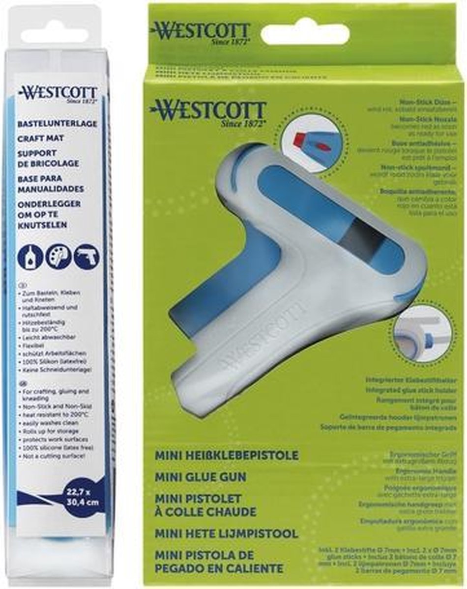 Westcott lijmpistoolset 27 x 18 cm grijs/blauw 4 delig