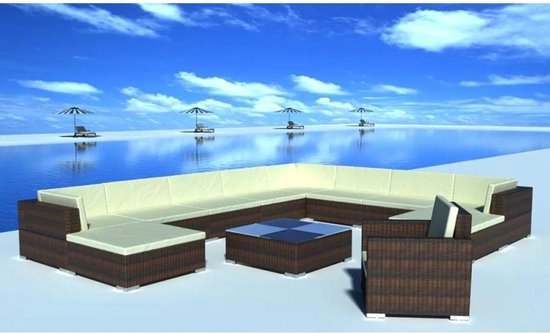 Vidaxl Loungeset Poly Rattan 35-delig - Marrón