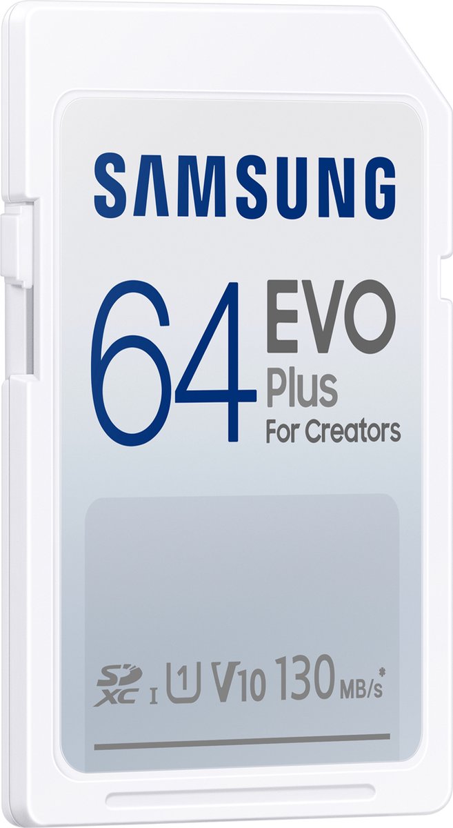 Samsung EVO Plus 64GB, SDXC, UHS-I, U1, 130MB/s, FHD, Memory Card(MB-SC64K)