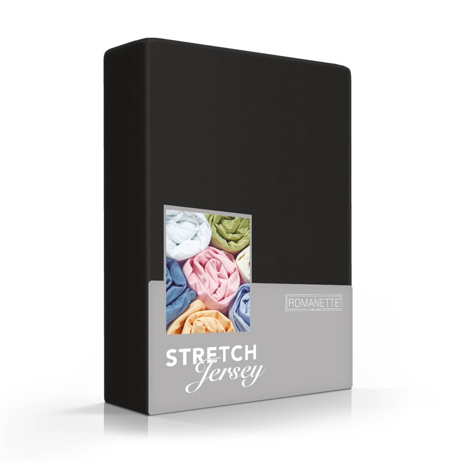 Romanette Jersey Hoeslaken-160/180 X 200/210 Cm - Zwart