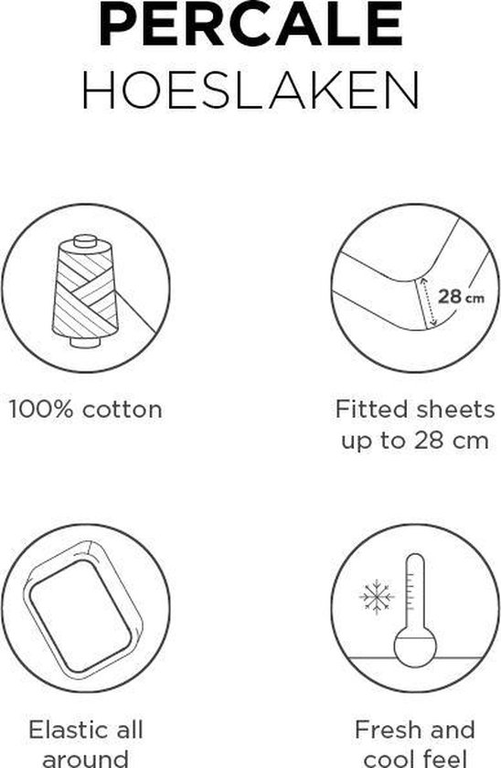 Beddinghouse Perkal Hoeslaken 140 x 220 cm - Wit