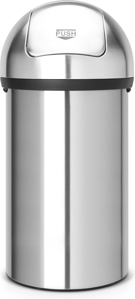 Brabantia Push Bin Afvalemmer 60 Liter - Matt Steel - Grijs