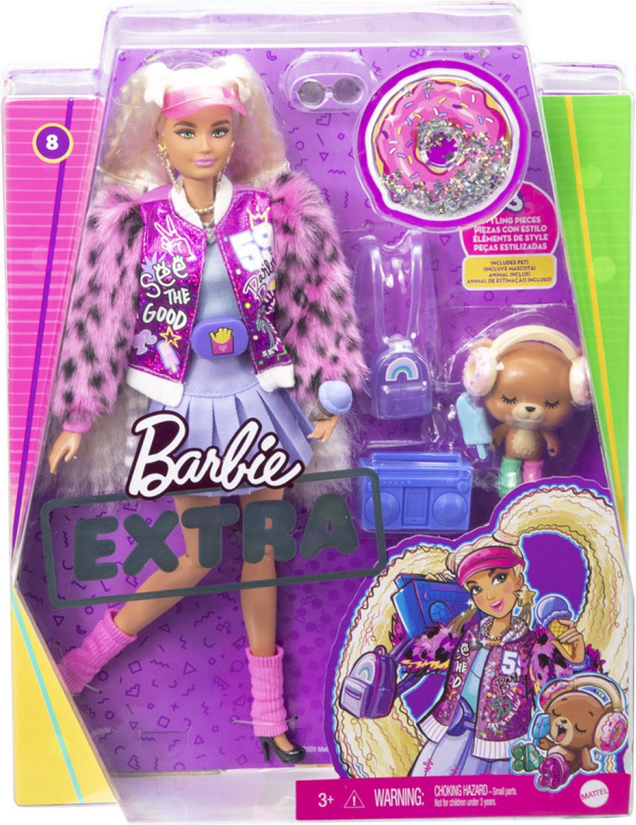 Barbie tienerpop Extra meisjes 30 cm/paars 12 delig - Roze