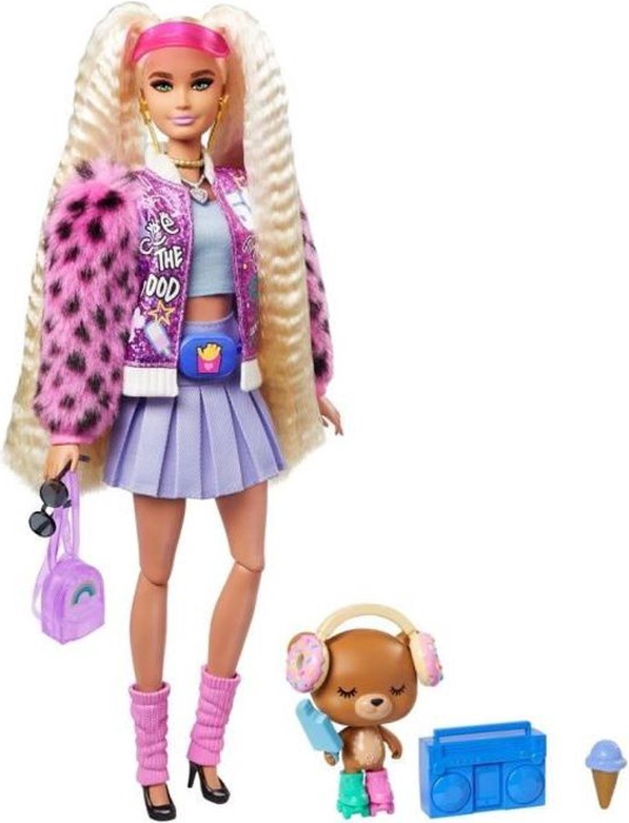 Barbie tienerpop Extra meisjes 30 cm/paars 12 delig - Roze