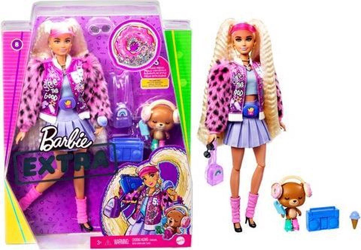 Barbie tienerpop Extra meisjes 30 cm/paars 12 delig - Roze