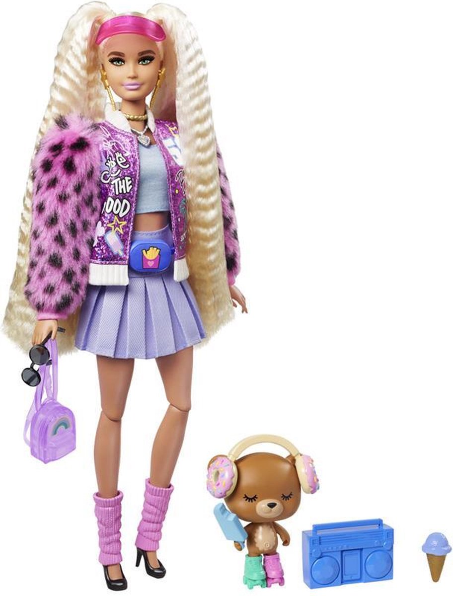 Barbie tienerpop Extra meisjes 30 cm/paars 12 delig - Roze