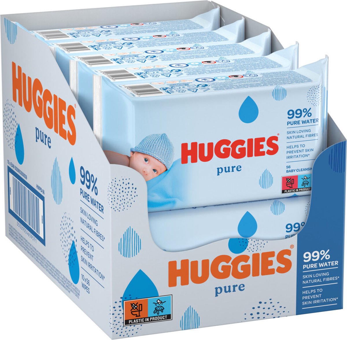 Huggies Billendoekjes Babydoekjes Pure Voordeelverpakking - 560 Stuks