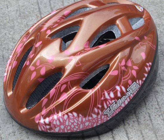 Volare Deluxe Fiets/skatehelm - Maat 51 - 55 Cm - Brons/roze