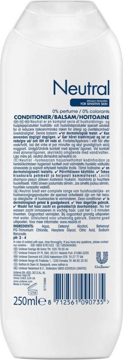 Neutral Conditioner Parfumvrij 250ml