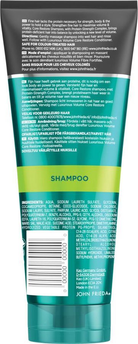 John Frieda Luxurious Volume Shampoo Kracht En Volume 250ml