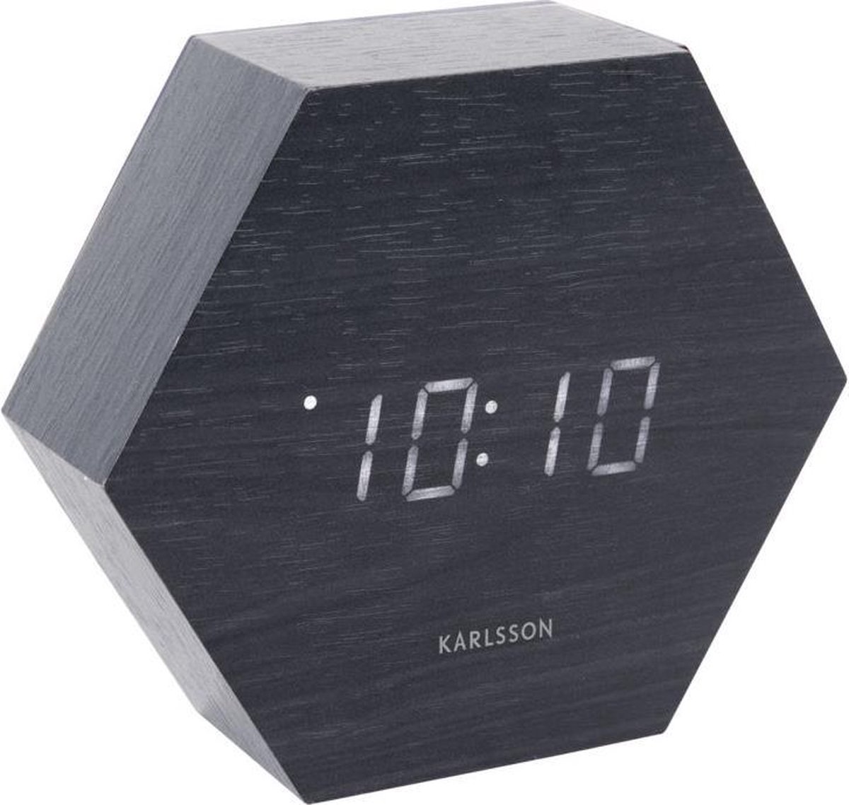 Karlsson Hexagon Wekker 13 x 11 cm - Zwart
