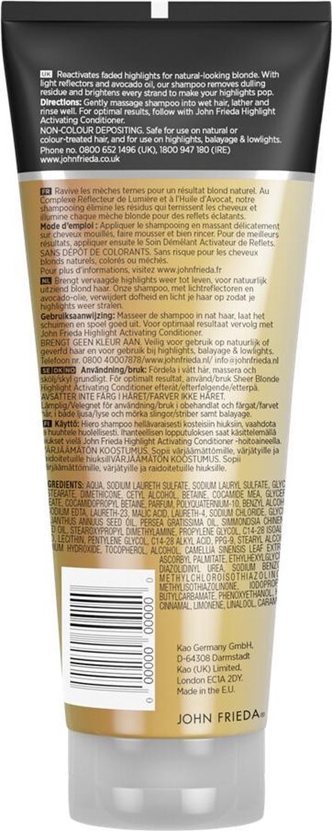John Frieda Sheer Blonde Highlight Activating Shampoo 250ml