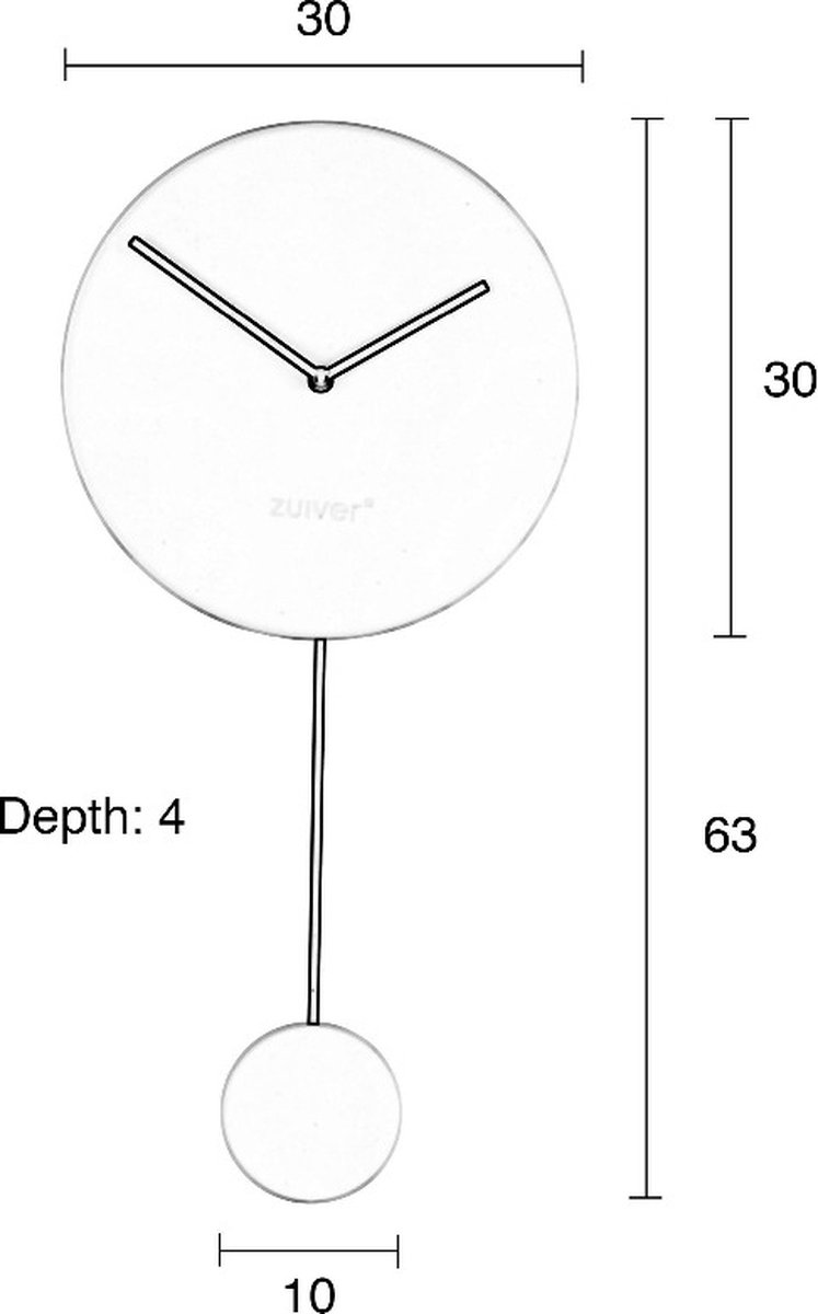 Zuiver Minimal Wandklok Ø 30 cm - - Wit