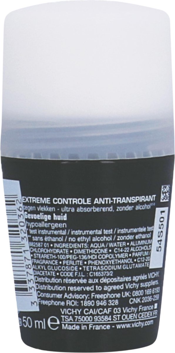 Vichy Homme Deodorant Roller 72 Uur 50ml