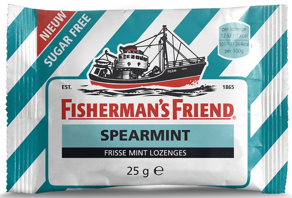 Fishermans Friend Spearmint Frisse Mint Lozenges Suikervrij Tuquoise/ - Wit
