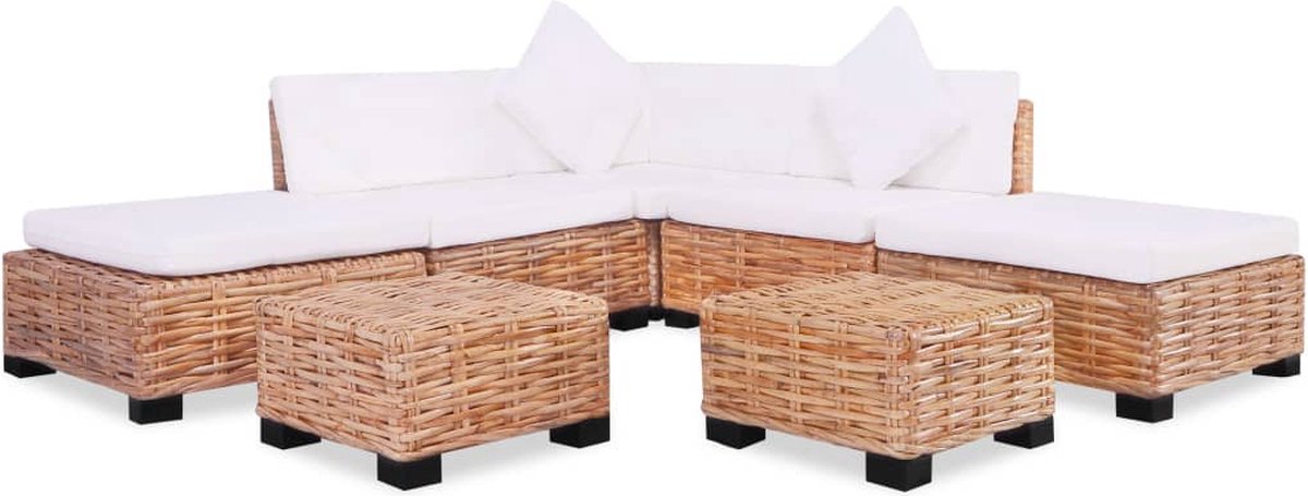 Vidaxl Loungeset Natuurlijk Rattan 18-delig - Bruin