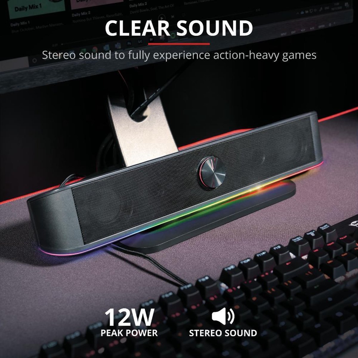 Trust GXT619 THORNE RGB LED SOUNDBAR - Zwart