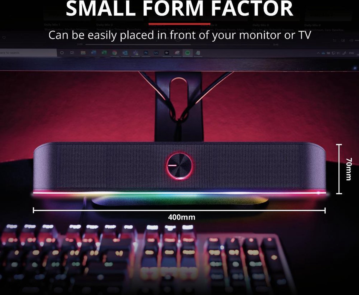 Trust GXT619 THORNE RGB LED SOUNDBAR - Zwart