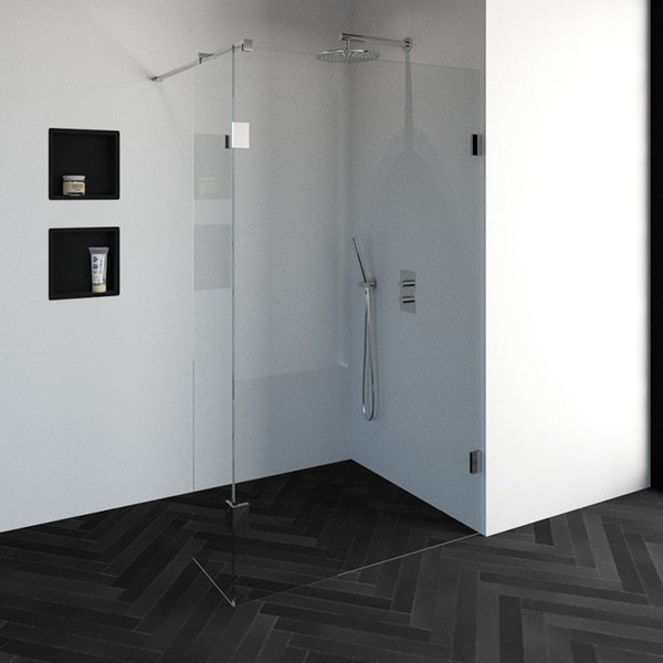 Saniclass Create inloopdouche 120x200cm profielloos met 40cm zijwand met antikalk en 8mm veiligheidsglas chroom 4JC2-120/40ch