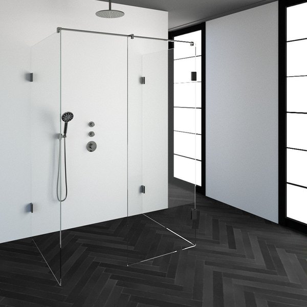 Saniclass Create inloopdouche XL 100x140cm profielloos met antikalk en 8mm veiligheidsglas geborsteld RVS 4JC6-100x140g