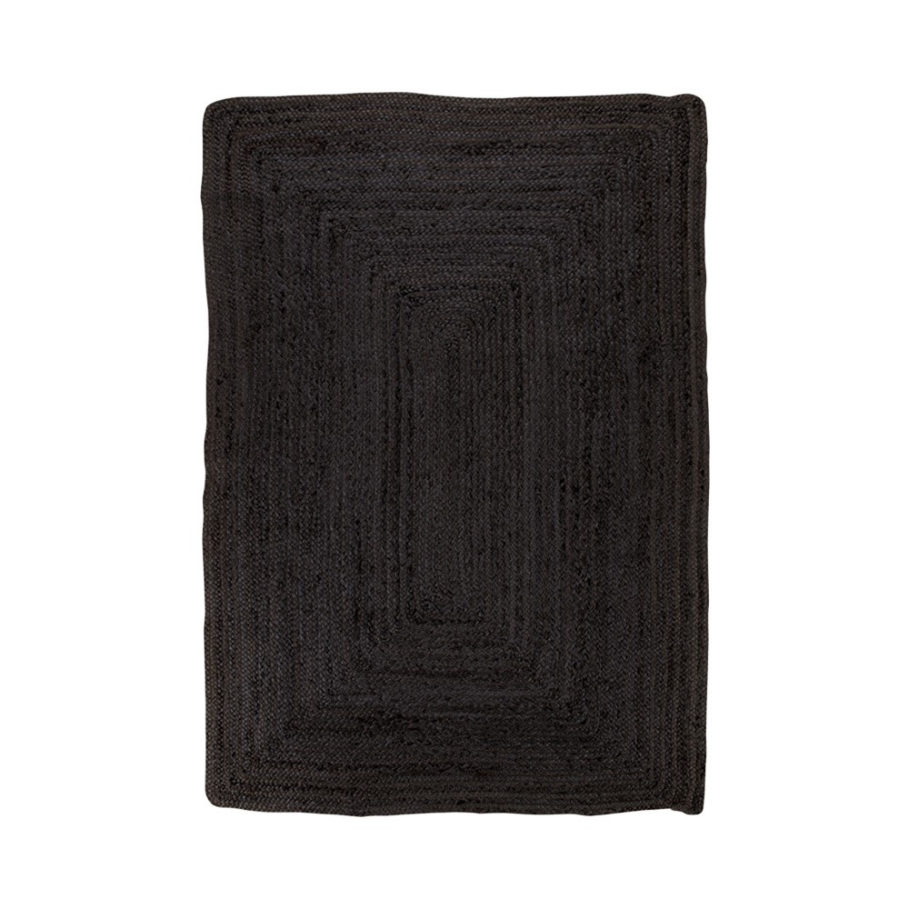 House Nordic Landelijk zwart vloerkleed ''Bombay'' van gevlochten natuurlijk jute - 135x65 cm - Grijs