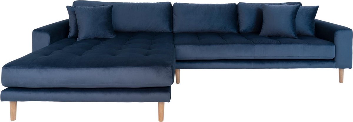 House Nordic Lounge Bank links gericht in donker "Lido" - L170-92xB290xH76 CM - Blauw