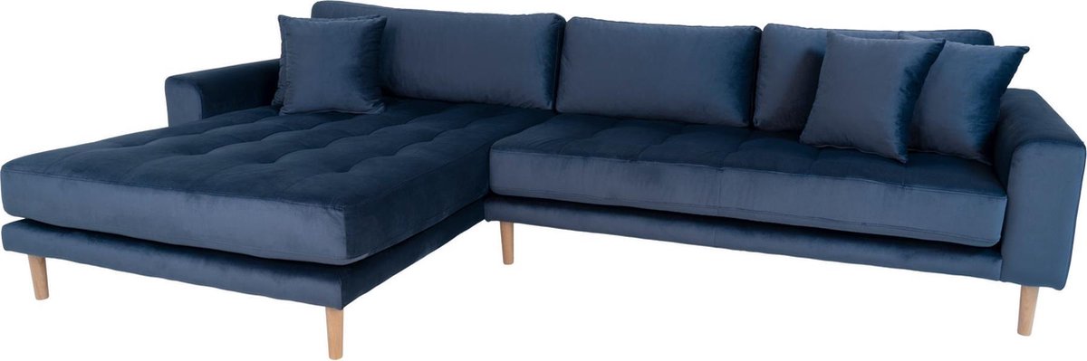 House Nordic Lounge Bank links gericht in donker "Lido" - L170-92xB290xH76 CM - Blauw