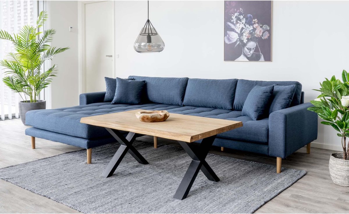House Nordic Lounge Bank links gericht in "Lido" - L170-92xB290xH76 CM - Blauw