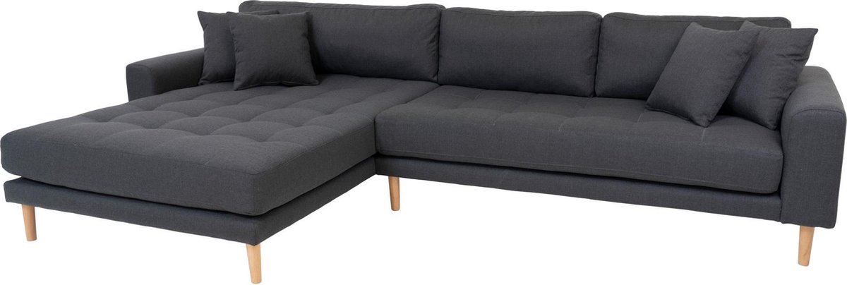 House Nordic Lounge Bank links gericht in donker "Lido" - L170-92xB290xH76 CM - Grijs