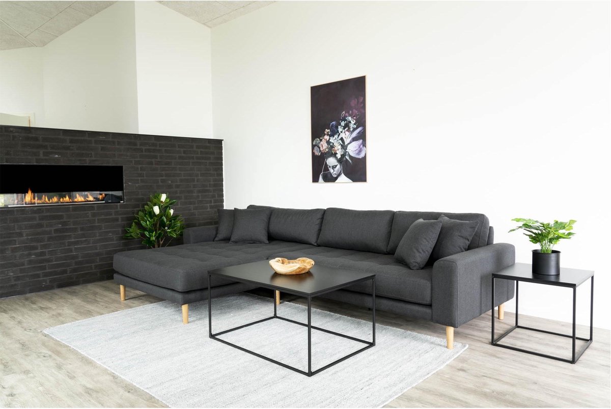 House Nordic Lounge Bank links gericht in donker "Lido" - L170-92xB290xH76 CM - Grijs