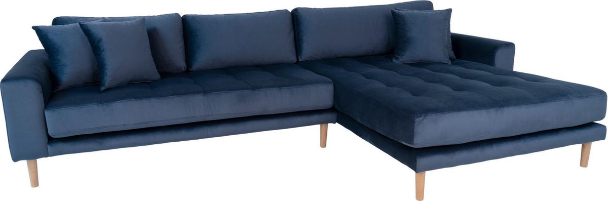 House Nordic Lounge Bank rechts gericht in donker "Lido" - L170-92xB290xH76 CM - Blauw