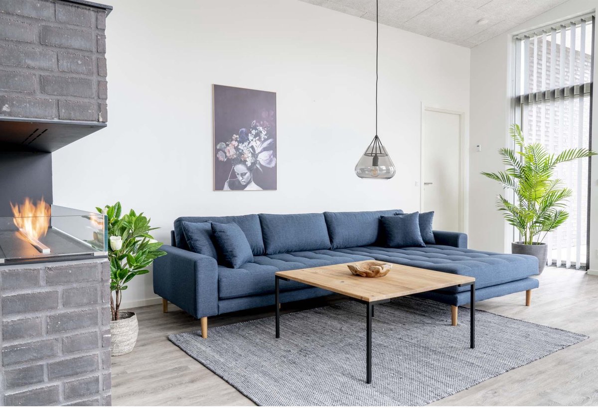 House Nordic Lounge Bank rechts gericht in "Lido" - L170-92xB290xH76 CM - Blauw
