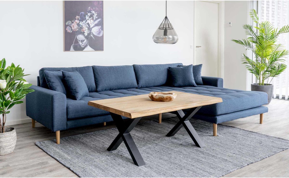 House Nordic Lounge Bank rechts gericht in "Lido" - L170-92xB290xH76 CM - Blauw