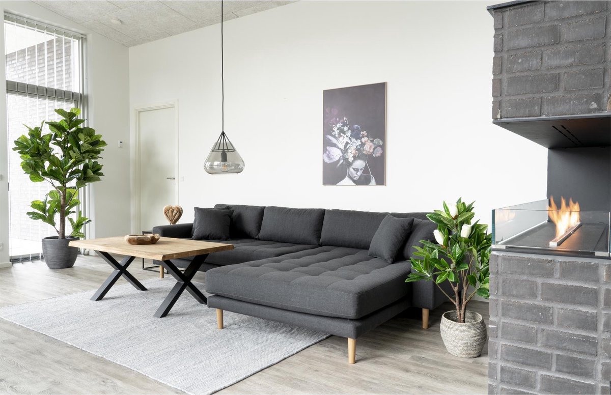 House Nordic Lounge Bank donker "Lido" - L170-92xB290xH76 CM - Grijs