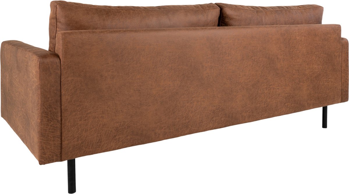 House Nordic Industriële 2,5-zitsbank donker in lederlook "Malaga" - L88xB196xH86 CM - Bruin