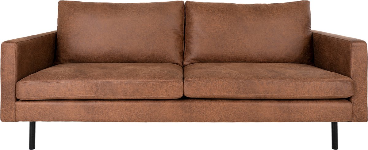 House Nordic Industriële 2,5-zitsbank donker in lederlook "Malaga" - L88xB196xH86 CM - Bruin
