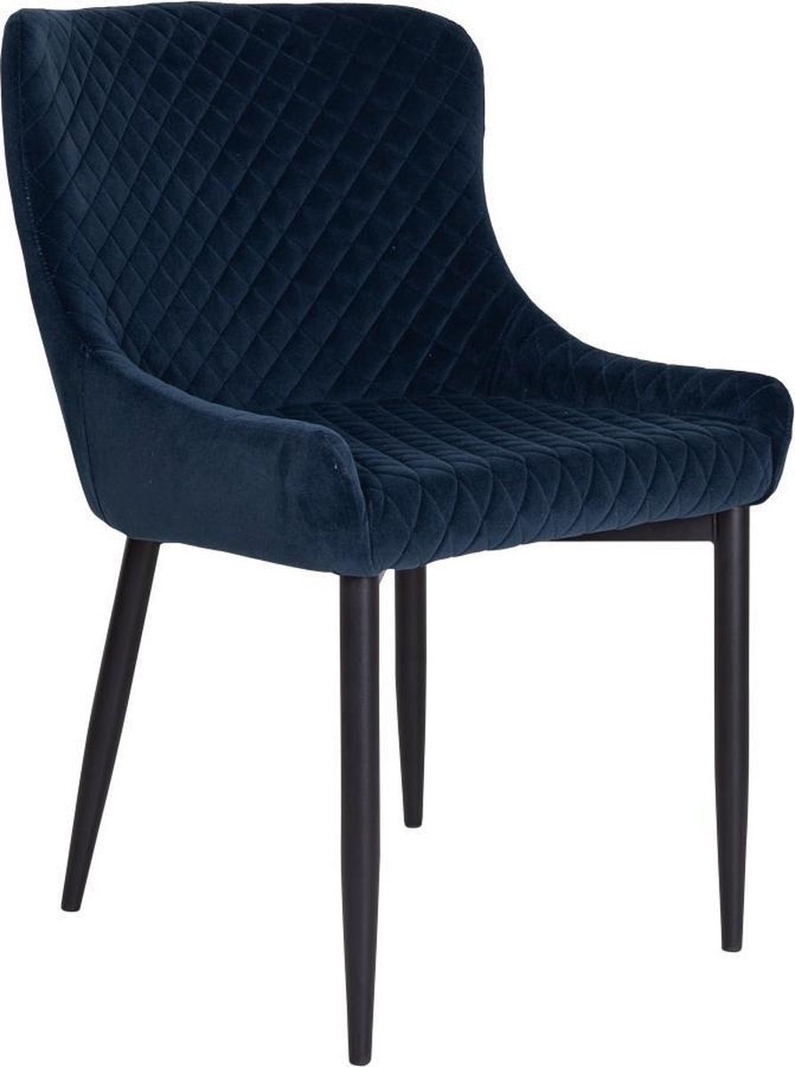 House Nordic Moderne eetkamerstoel in donker fluweel met zwarte poten "Boston" - L62.5xB52xH82 CM - Blauw