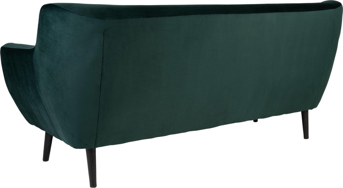 House Nordic Scandinavische 3-zitsbank in donker fluweel met zwarte poten"Monte" - L80xB180xH81 CM - Groen