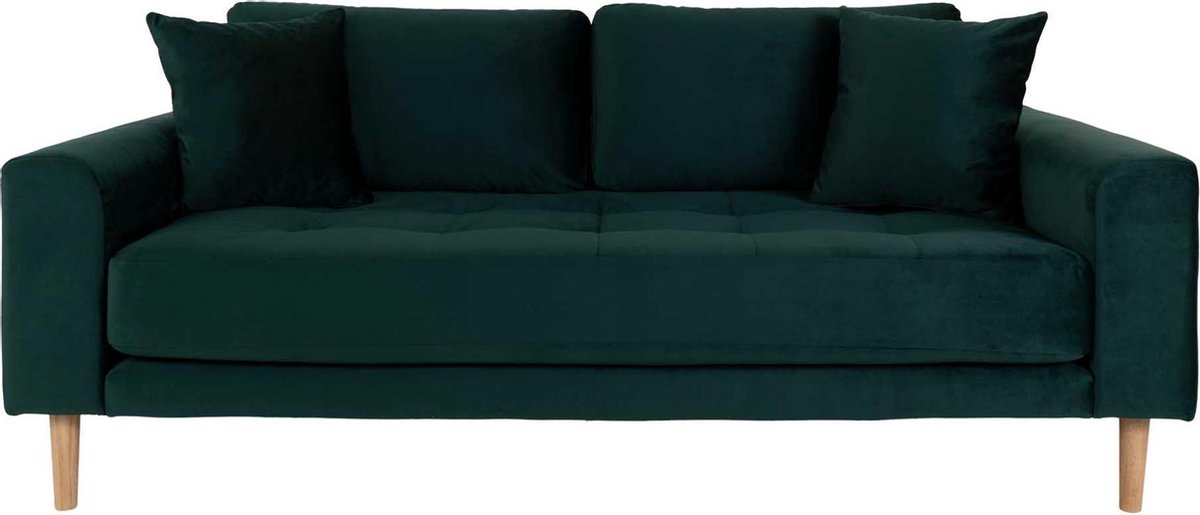 House Nordic Moderne 2,5 zitsbank in donker fluweel met twee kussens "Lido" - L93xB180xH76 CM - Groen