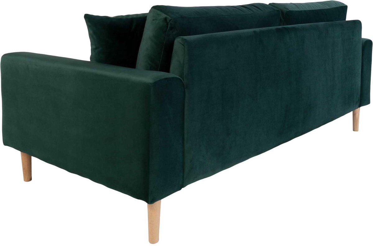 House Nordic Moderne 2,5 zitsbank in donker fluweel met twee kussens "Lido" - L93xB180xH76 CM - Groen