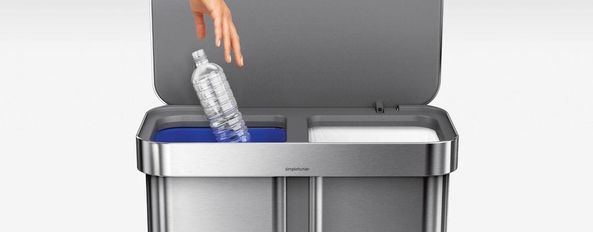 Simplehuman Liner Pocket Voice Control Recycler 24 + 34 Liter Metaal - Silver