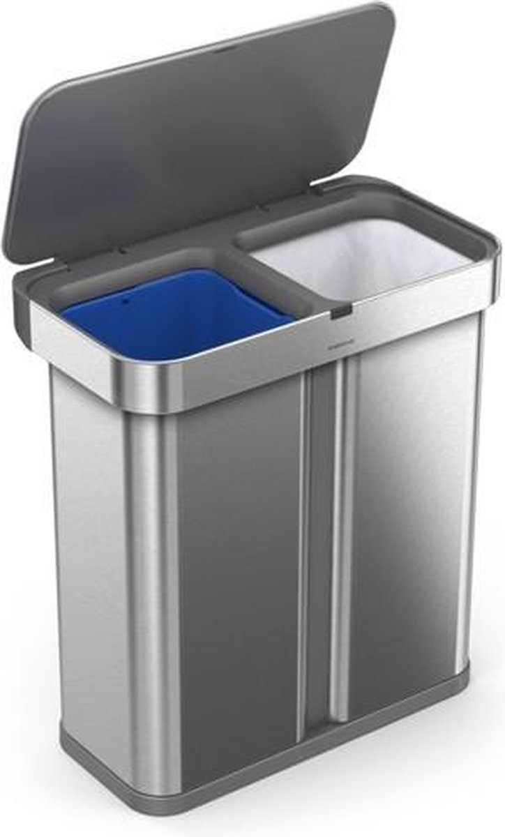 Simplehuman Liner Pocket Voice Control Recycler 24 + 34 Liter Metaal - Silver