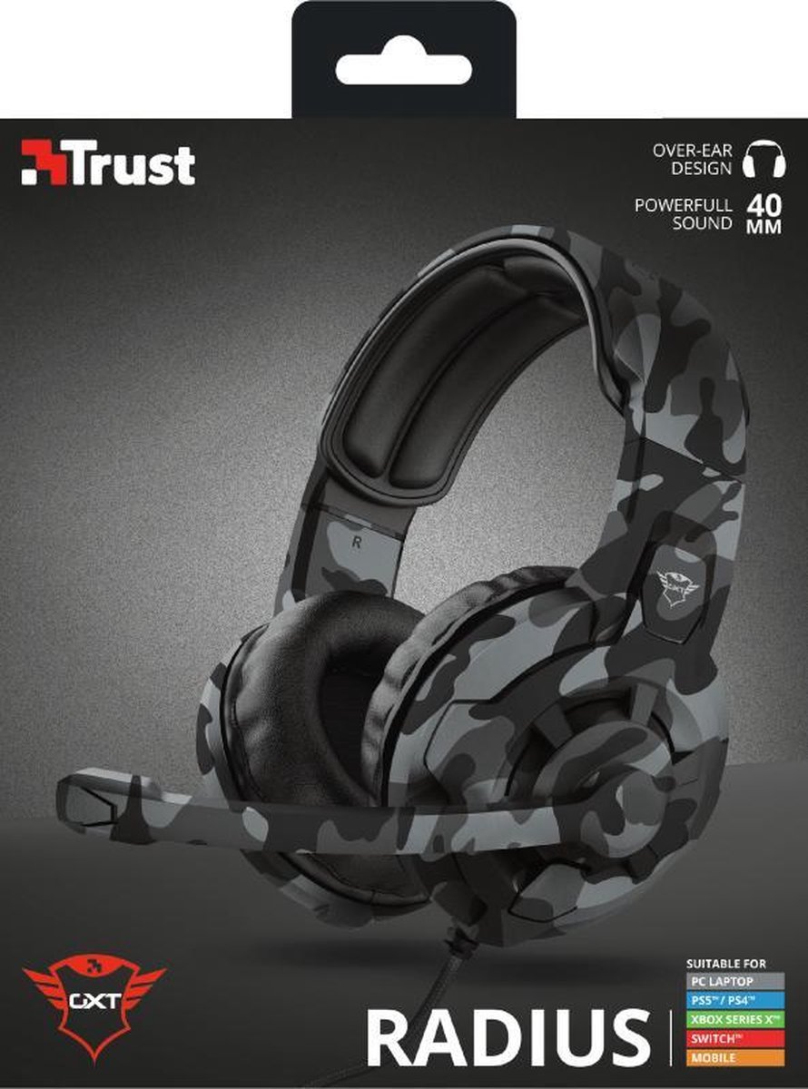 Trust GXT 411C Radius Multi-platform gamingheadset - Camo - Zwart