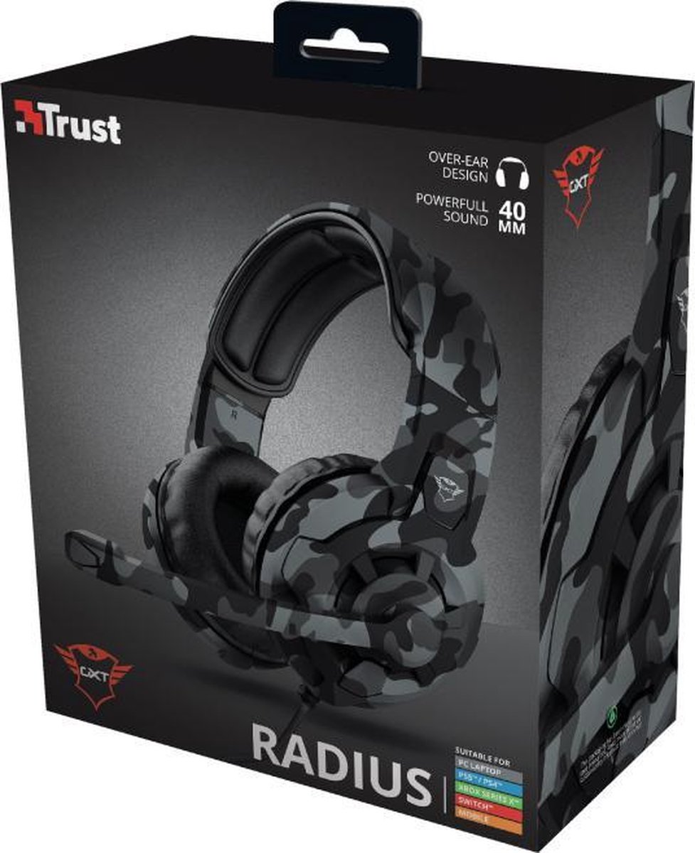 Trust GXT 411C Radius Multi-platform gamingheadset - Camo - Zwart