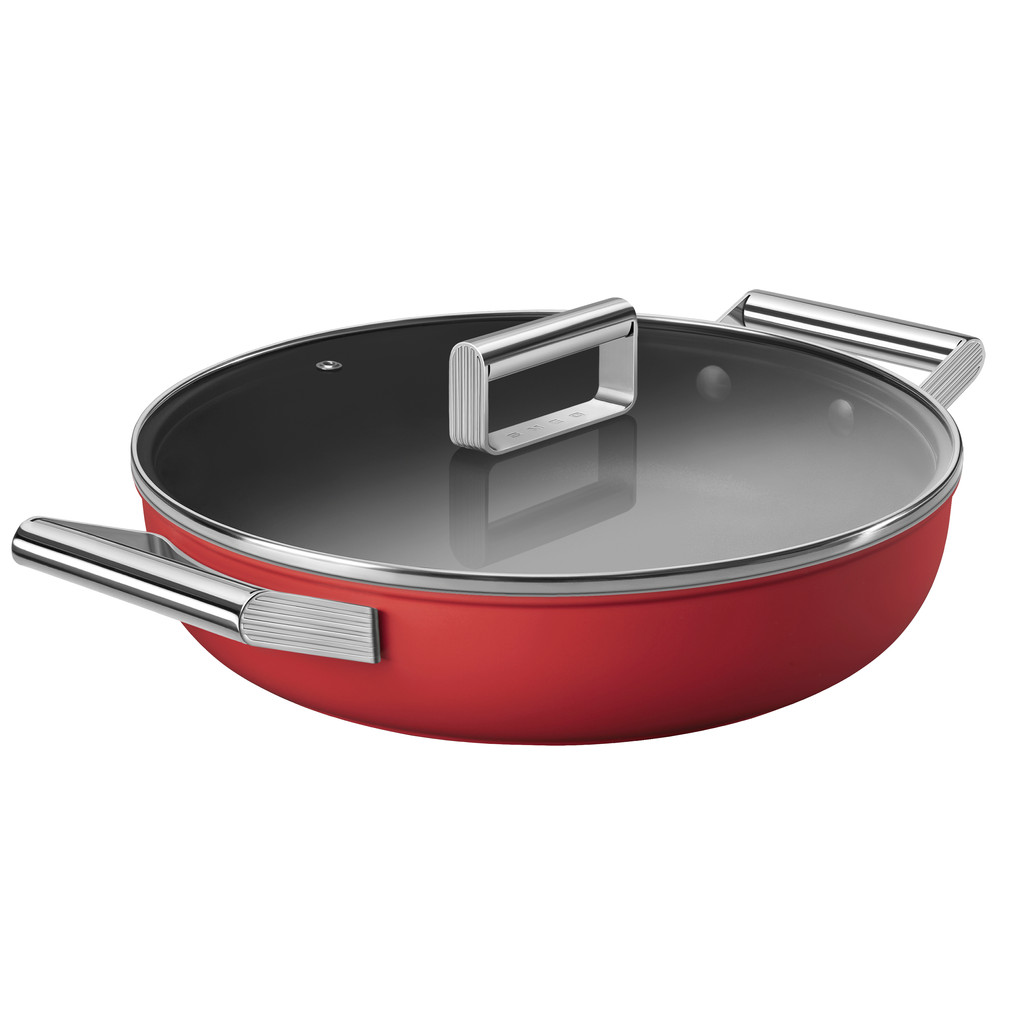 SMEG Hapjespan met deksel 28 cm - Rood