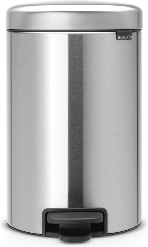 Brabantia Newicon Pedaalemmer 12 Liter Met Kunststof Binnenemmer - Matt Steel - Silver