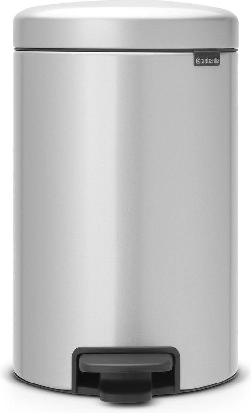 Brabantia Newicon Pedaalemmer 12 Liter Met Kunststof Binnenemmer - Metallic Grey - Grijs