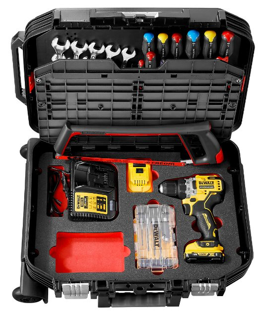 Facom BV.R30CMD1PB Gevulde gereedschapskoffer op wielen | Algemeen onderhoud | 68-delig | Incl. DeWalt POWERTOOLSET