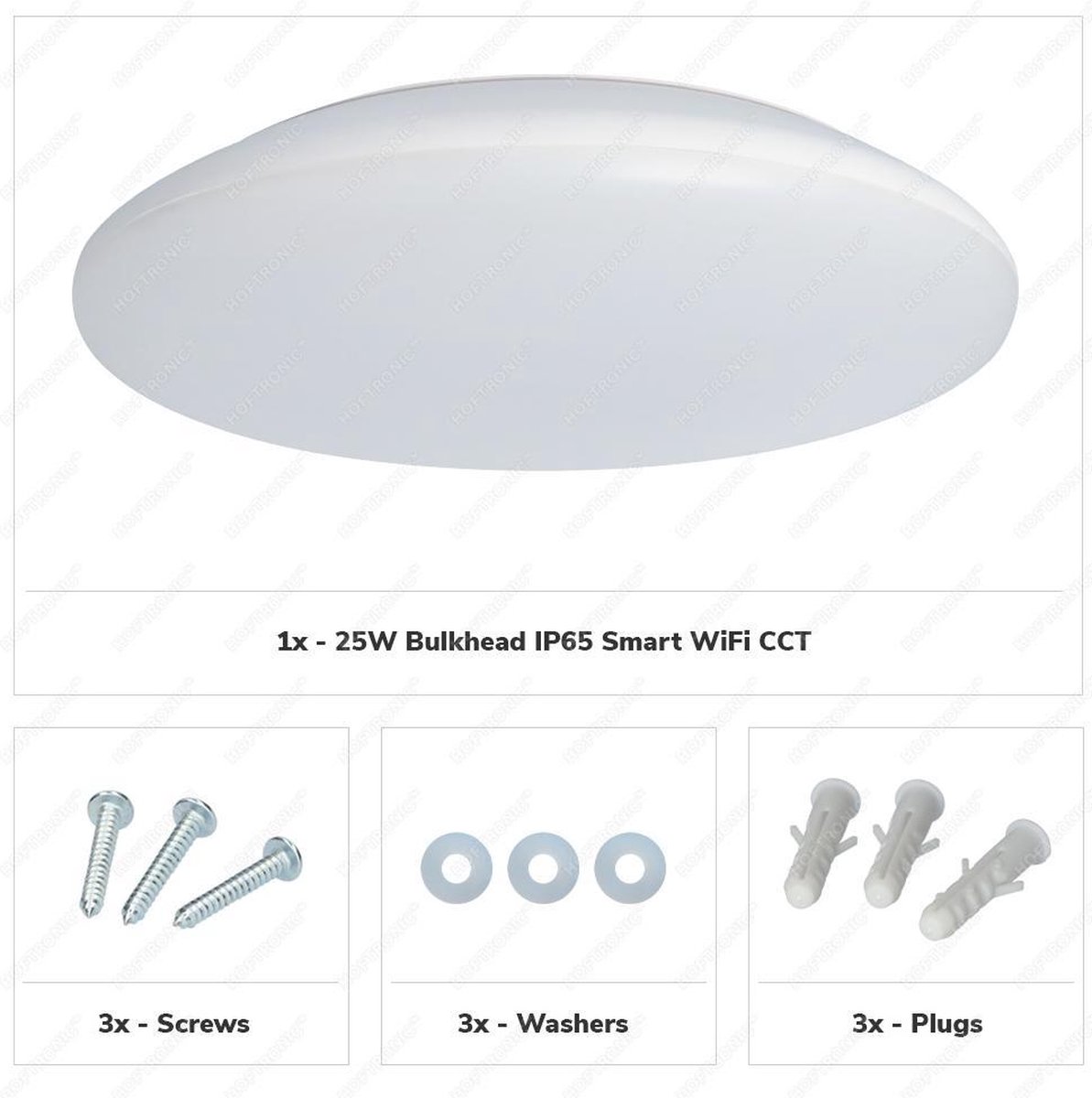 LED Smart Plafondlamp WiFi + Bluetooth 25W Lichtkleur instelbaar - 2600lm - IK10 - Ø38cm IP65 - Wit