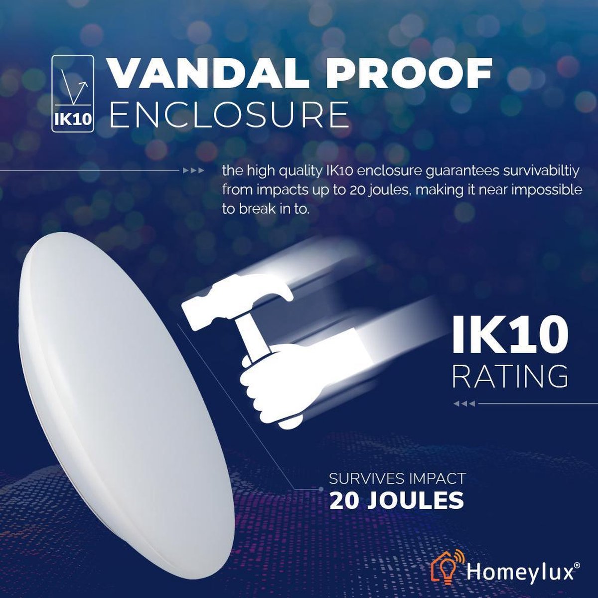 LED Smart Plafondlamp WiFi + Bluetooth 25W Lichtkleur instelbaar - 2600lm - IK10 - Ø38cm IP65 - Wit
